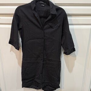 Theory Black Button-Front Romper 2
